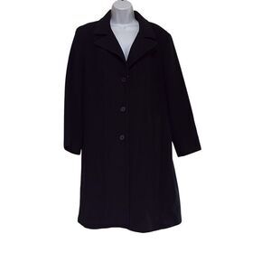 Marvin Richards 1X Vintage Black 100% Wool 3 Button Midi Coat Overcoat Classic